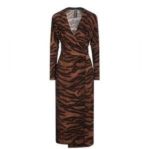 NORMA KAMALI Women's Tiger-Print Midi Dress M Multicolor Polyester Spandex